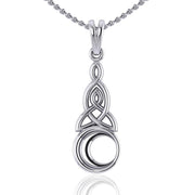 A symbolic source of lunar energy ~ Sterling Silver Celtic Crescent Moon Triquetra Pendant Jewelry TP1358