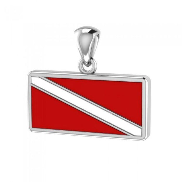 Believe and dive further ~ Sterling Silver Jewelry Dive Flag Pendant TP1362