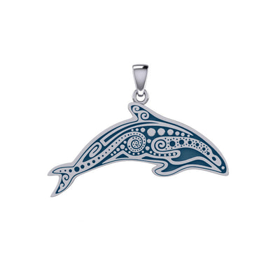 In the Dolphin’s world of kind and calm ~ Aboriginal Sterling Silver Pendant TP1374