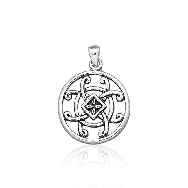 Celtic Knotwork Flowers Silver Pendant TP1444