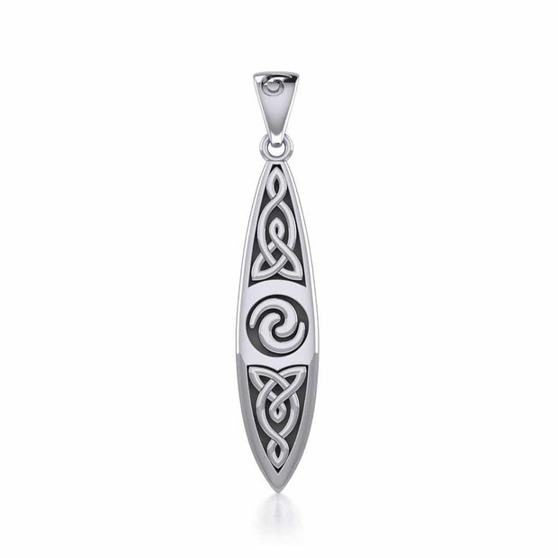 The traditional art of the sea ~ Sterling Silver Celtic Knotwork Surfboard Pendant Jewelry TP1532