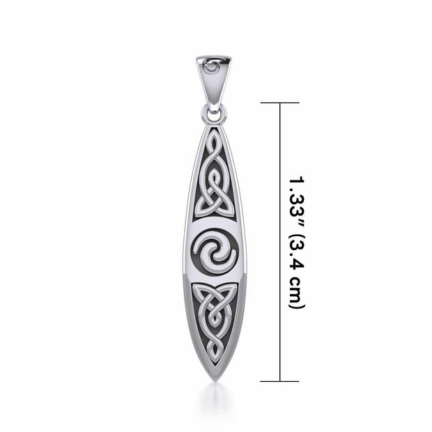 The traditional art of the sea ~ Sterling Silver Celtic Knotwork Surfboard Pendant Jewelry TP1532