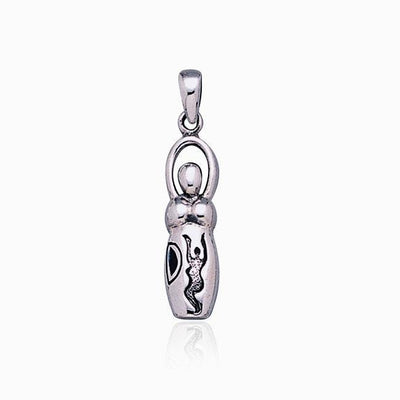 Engraving Goddess Silver Pendant with Inlay Stone TP1553