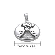 Hawaii Volcano Engraved Small Silver Pendant TP1642