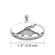 Hawaii Volcano Engraved Large Silver Pendant TP1643