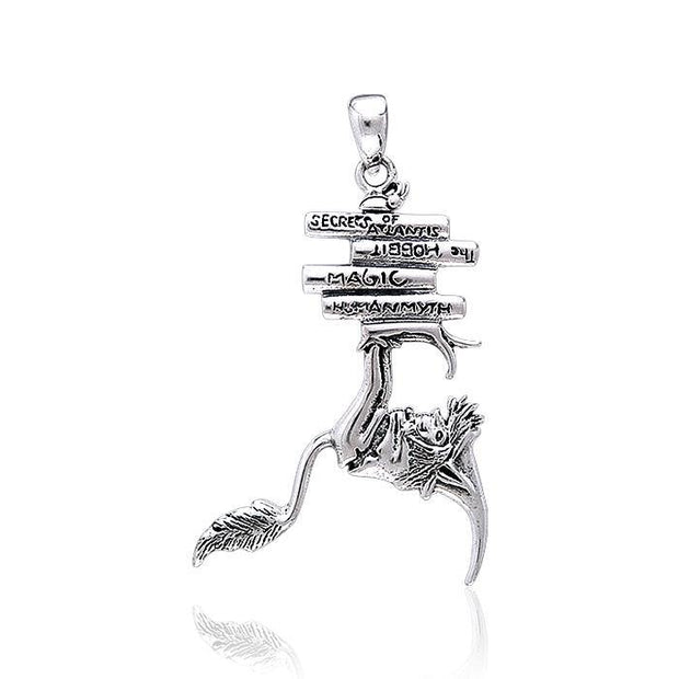 Amy Brown Goblin Bookworm ~ Sterling Silver Jewelry Pendant TP1662