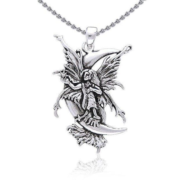 Amy Brown Stargazer Moon Fairy ~ Sterling Silver Jewelry Pendant TP1667