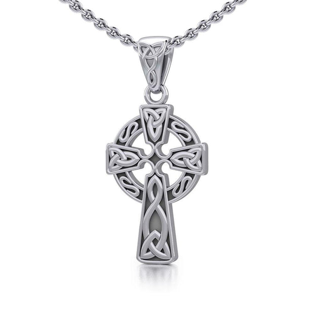 Celtic Knotwork Cross Silver Pendant TP192