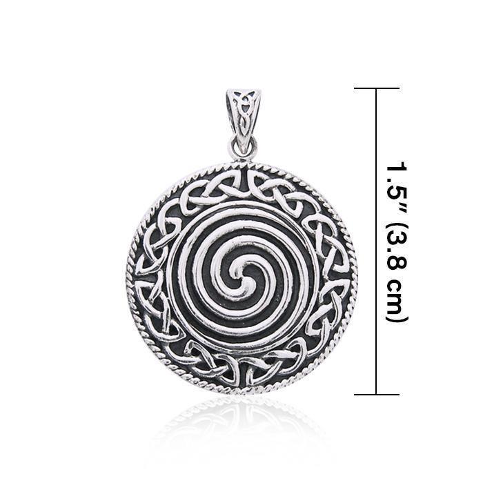 Large Celtic Knot Silver Spiral Pendant TP196