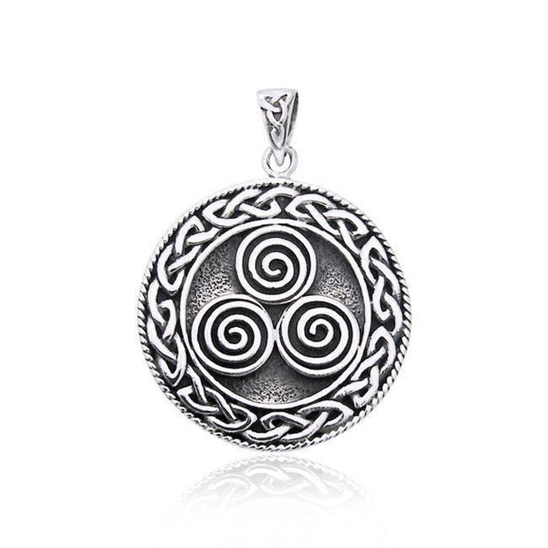 Large Celtic Knot Triskelion Spiral Pendant TP201