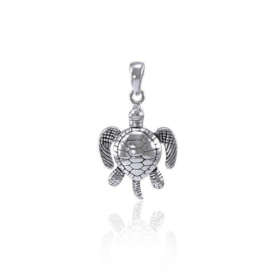 Sea Turtle of Good Luck ~ Sterling Silver Pendant Jewelry TP2182