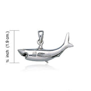 A grand symbolism of the ocean ~ Sterling Silver Jewelry Shark Pendant TP2630