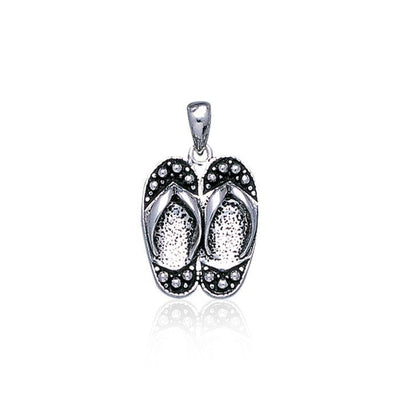 Happy Feet ~ Sterling Silver Large Flip Flops Pendant Jewelry TP2663