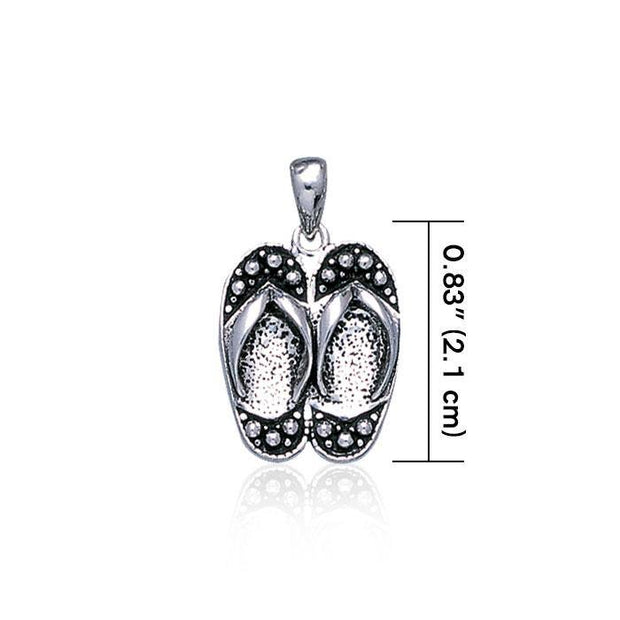 Happy Feet ~ Sterling Silver Large Flip Flops Pendant Jewelry TP2663