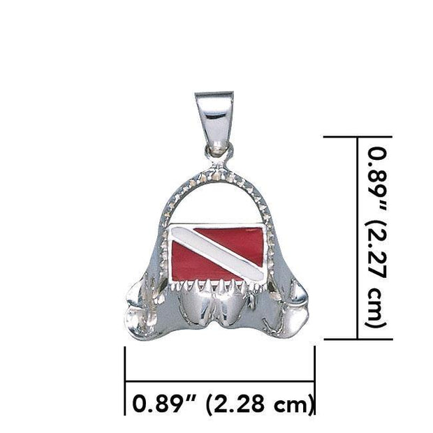 Shark Jaw with Dive Flag Silver Pendant TP2692
