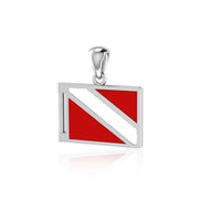 Dive safely ~ Sterling Silver Jewelry Dive Flag Pendant TP2705