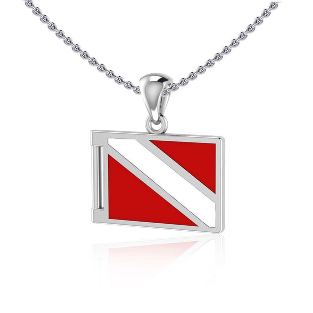 Dive safely ~ Sterling Silver Jewelry Dive Flag Pendant TP2705