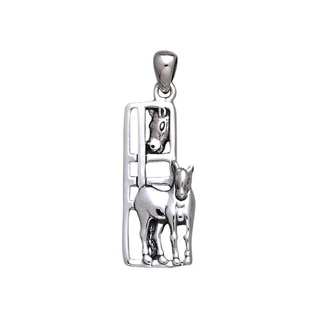 Mother and Child Horse Silver Pendant TP2805