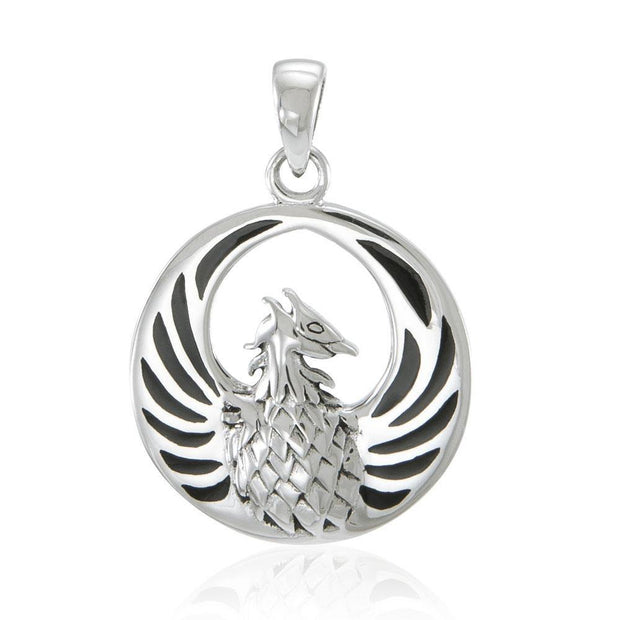 Silver Phoenix Pendant with Inlay Stone TP2819