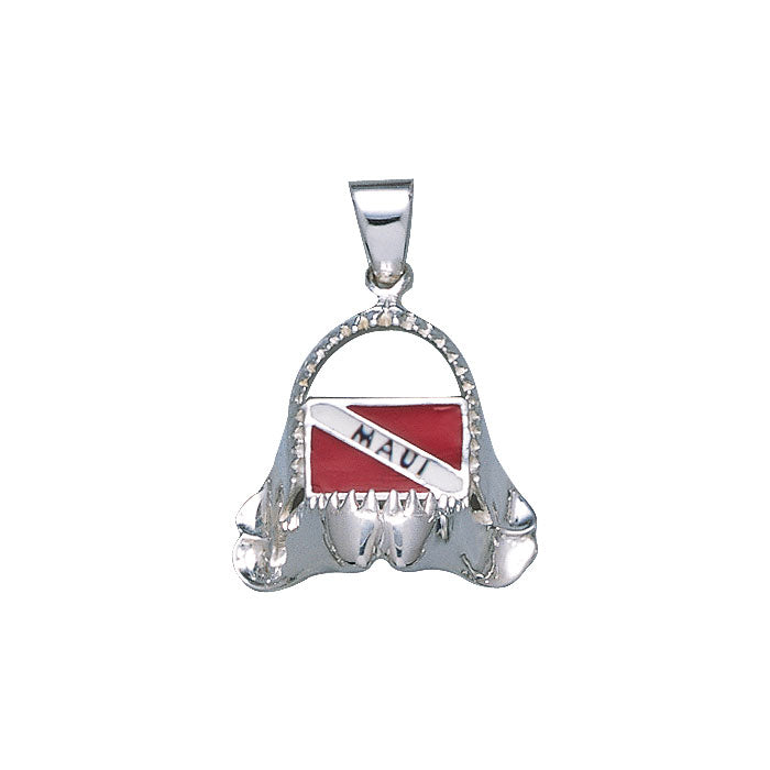 Shark Jaw with Dive Flag and Maui Island Silver Pendant TP2888