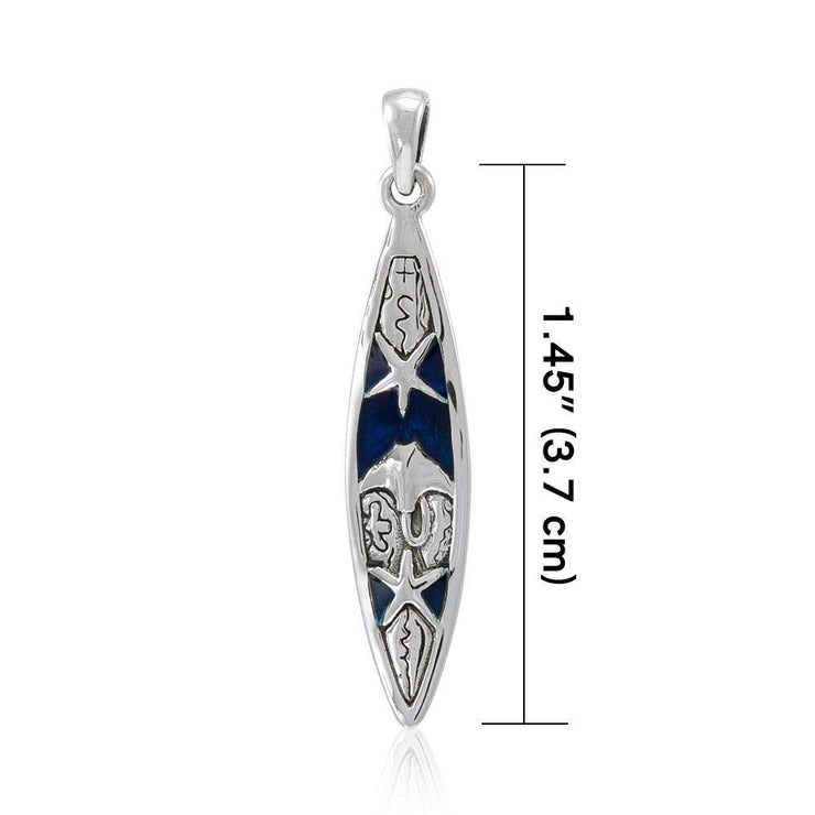 Sea Life-inspired Surfboard ~ Sterling Silver Pendant Jewelry TP2941