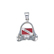 Shark Jaw with Dive Flag and Kauai Island Silver Pendant TP2950
