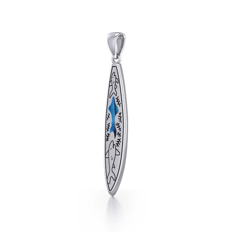 Shark-inspired Surfboard ~ Sterling Silver Pendant Jewelry TP3018