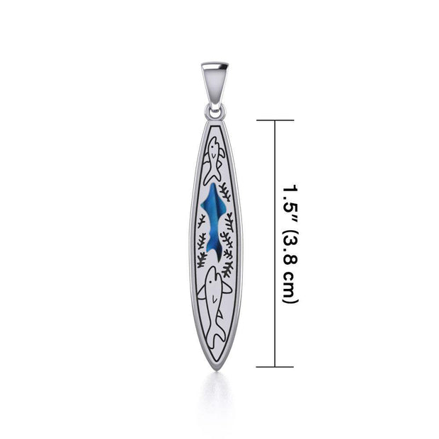 Shark-inspired Surfboard ~ Sterling Silver Pendant Jewelry TP3018