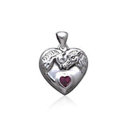 Double Horse with Heart Gemstone Pendant TP3049