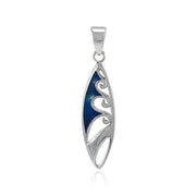 Wave-designed Surfboard ~ Sterling Silver Pendant Jewelry TP3052