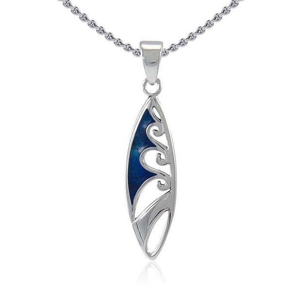 Wave-designed Surfboard ~ Sterling Silver Pendant Jewelry TP3052