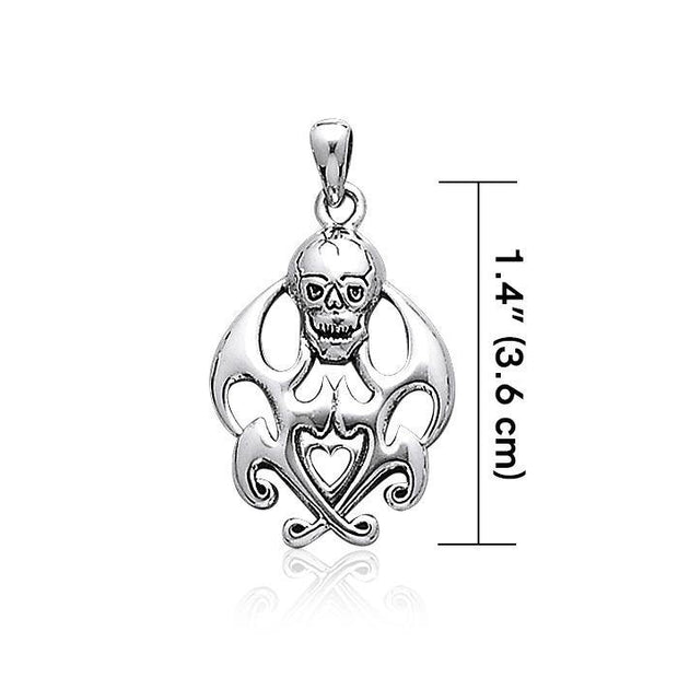 Skull with Flames Silver Pendant TP3053 Pendant