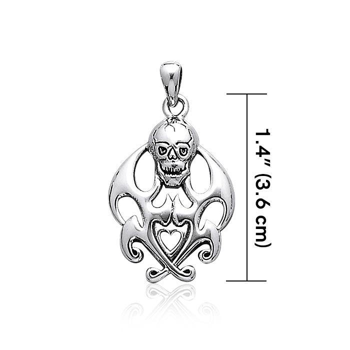 Skull with Flames Silver Pendant TP3053