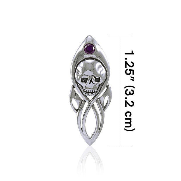 Skull with Gem Silver Pendant TP3074 Pendant