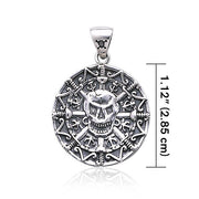 Mayan Pirate Skull ~ Sterling Silver Jewelry Pendant TP3097