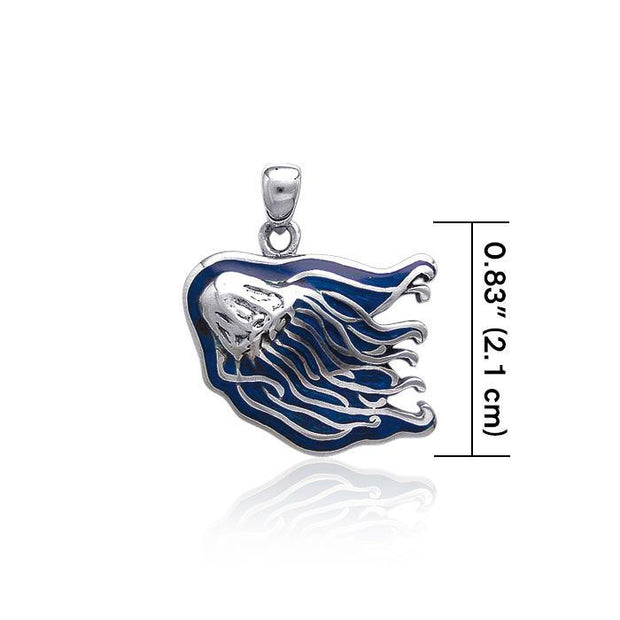 Jelly Fish Silver Pendant with Navy Enamel TP3122