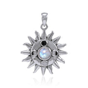 Sun With Gem Center And Moon Phases Pendant TP3145 Pendant