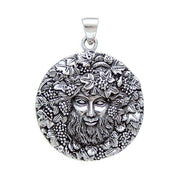 Bacchus God with Grapes Silver Pendant By Oberon Zell TP3203 Pendant