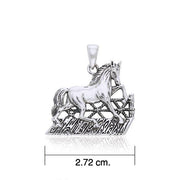 Running Horse by The Fence Silver Pendant TP3211