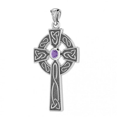 Celtic Knotwork Cross with Gem Silver Pendant TP3252