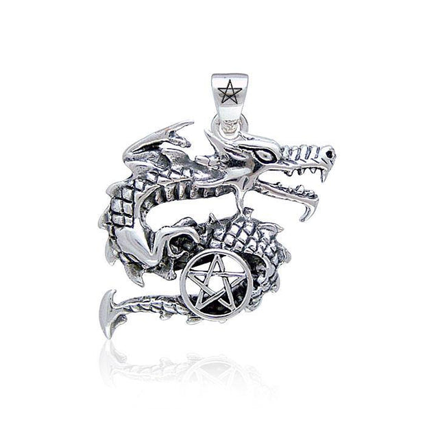 Curling Dragon and The Star Silver Pendant TP3295