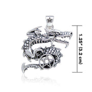 Curling Dragon and The Star Silver Pendant TP3295