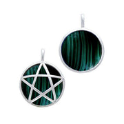 Dimensional Magick ~ Sterling Silver Pentacle and Inlaid Stone Pendant TP3379
