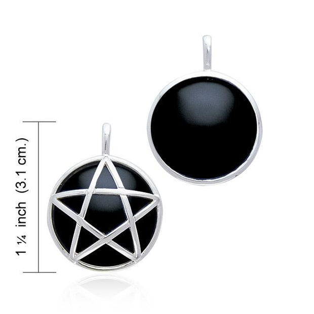 Dimensional Magick ~ Sterling Silver Pentacle and Inlaid Stone Pendant TP3379