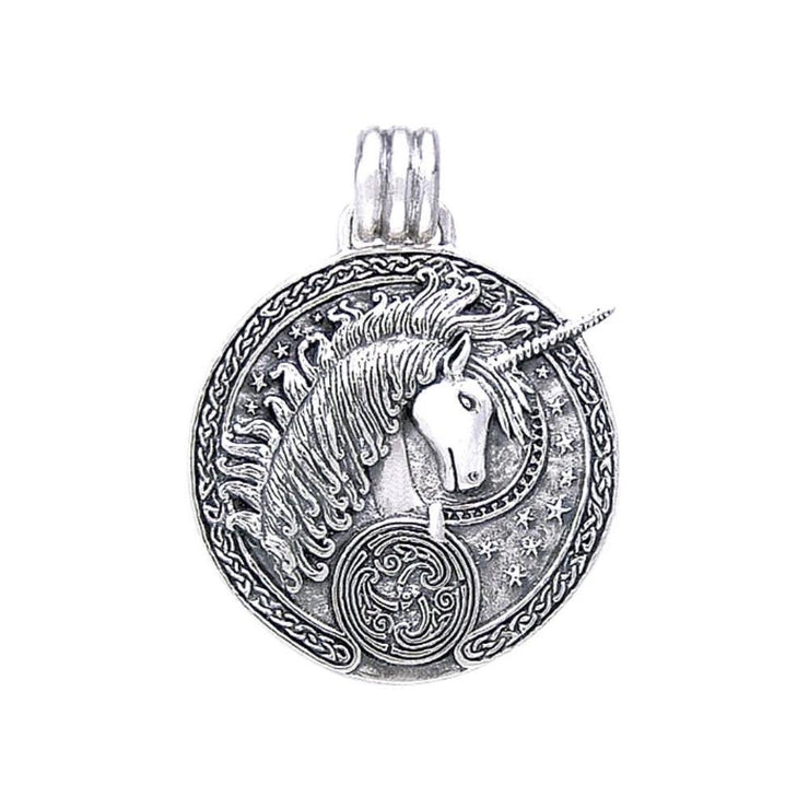 Silver Celtic Unicorn Enamel Pendant By Courtney Davis TP3432
