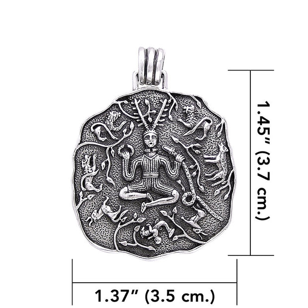 God Cernunnos in his mighty throne ~ Sterling Silver Jewelry Pendant TP3460 by Courtney Davis
