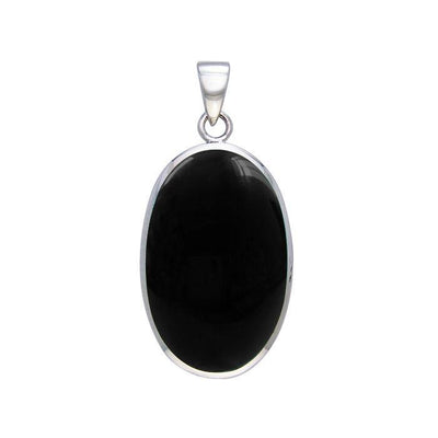Large Silver Oval with Inlay Stone Pendant TP3539