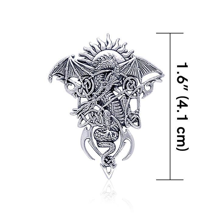 Celtic Dragon in Mystery ~ Sterling Silver Jewelry Pendant TP3586