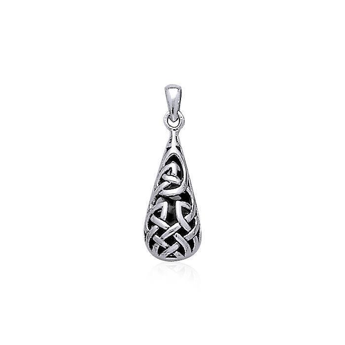 Celtic Knotwork Teardrop Silver Pendant TP544