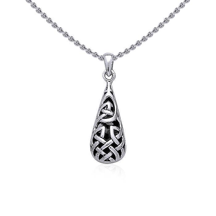 Celtic Knotwork Teardrop Silver Pendant TP544